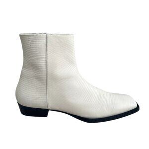 FRAME Le Maddox Ankle Booties / Boots in Beige White Lizard Low Heel | Size 39